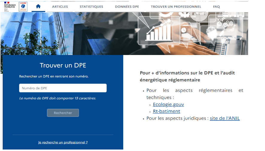 vérifier le dpe sur le site de l'ademe
